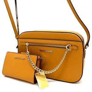 Michael Kors Yellow/Tan Crossbody Bag with Wallet